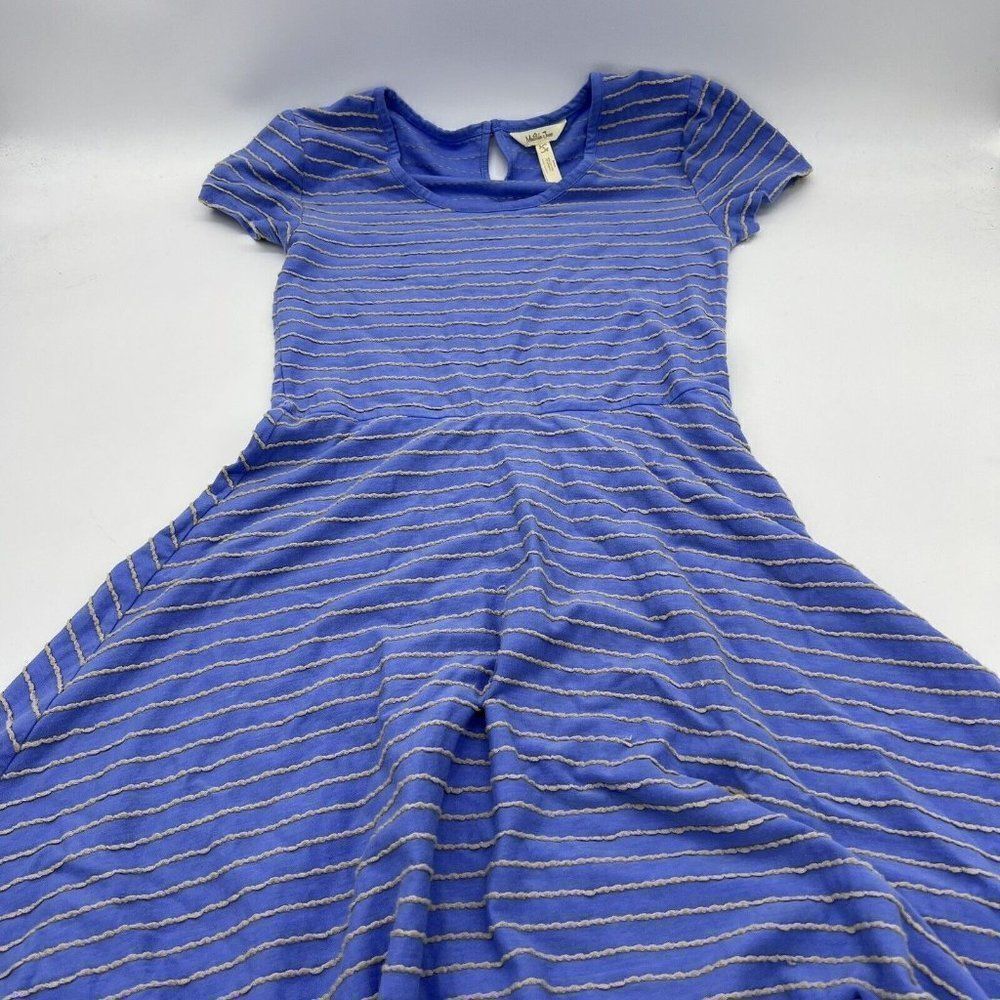 MATILDA JANE Women Exploration Dress S Blue Striped Short Sleeve Scoop Neck